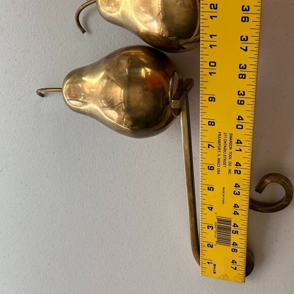 Solid Brass Pear Shaped Stocking Holders Mid Arm Heavy Mantle Hangers X 2 - Picture 7 of 9